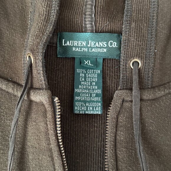 Vintage Ralph Lauren jeans co. Army green zip up hoodie sz XL grunge 90s - Picture 3 of 7